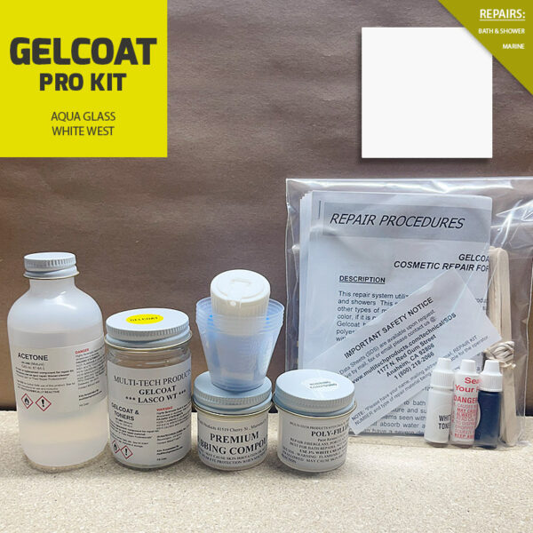 GELCOAT PRO KIT WITHOUT PREVAL AQUA GLASS WHITE WEST