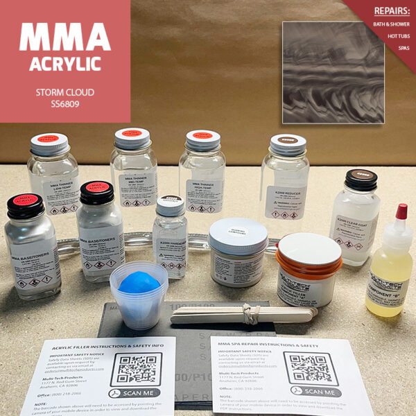 MMA ACRYLIC SINGLE REPAIR KIT SPA STORM CLOUD SERENITY SERIES
