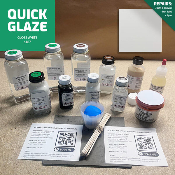 QUICK GLAZE SINGLE REPAIR KIT SPA & HOT TUB GLOSS WHITE