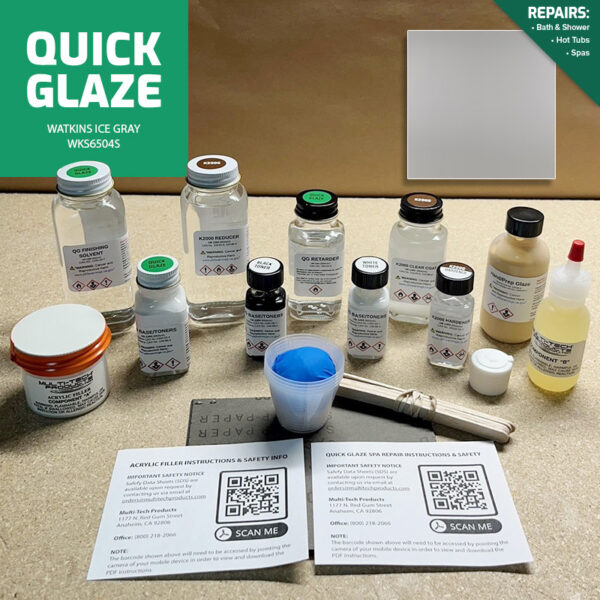 QUICK GLAZE ACRYLIC WATKINS REPAIR KIT ICE GRAY